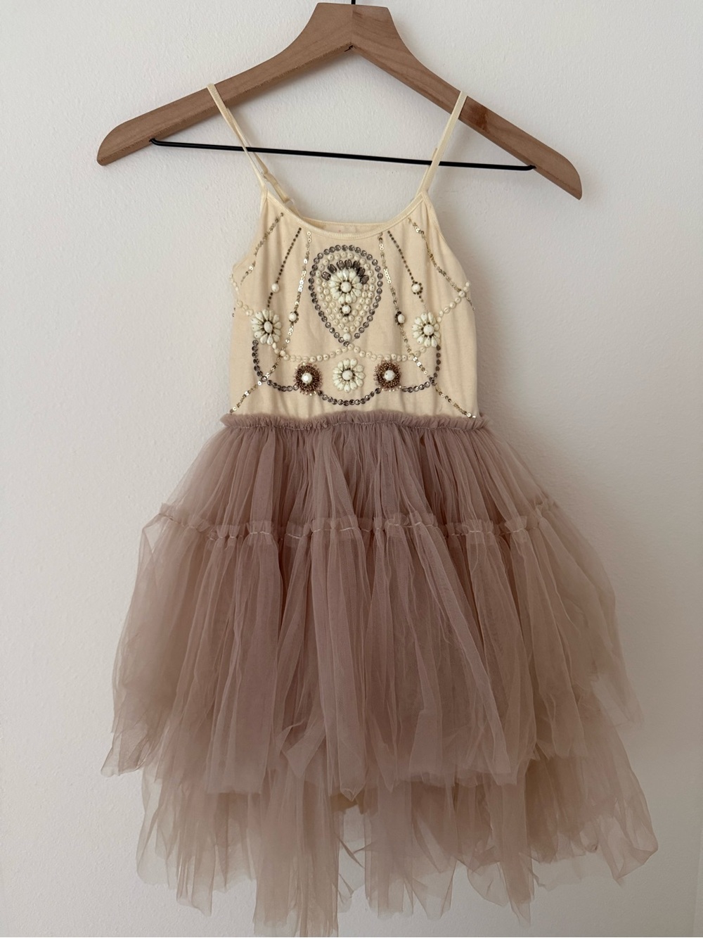 Tutu Du Monde Cream and Taupe Tulle Princess Dress size 6/7